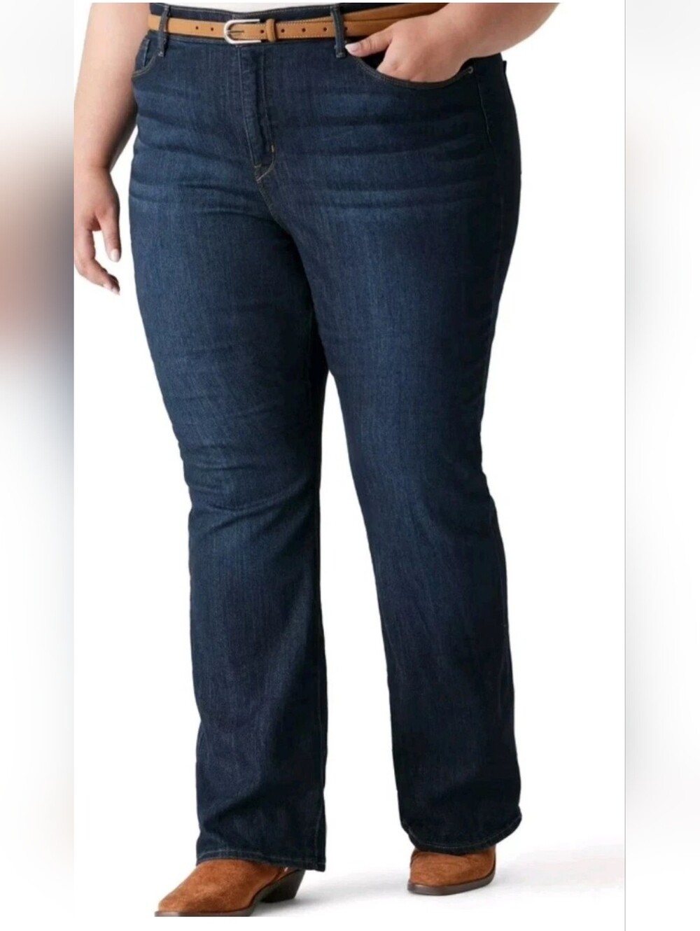New Levis Strauss Signature Mid Rise Bootcut Plus 18 Dark Wash Stretch Flare